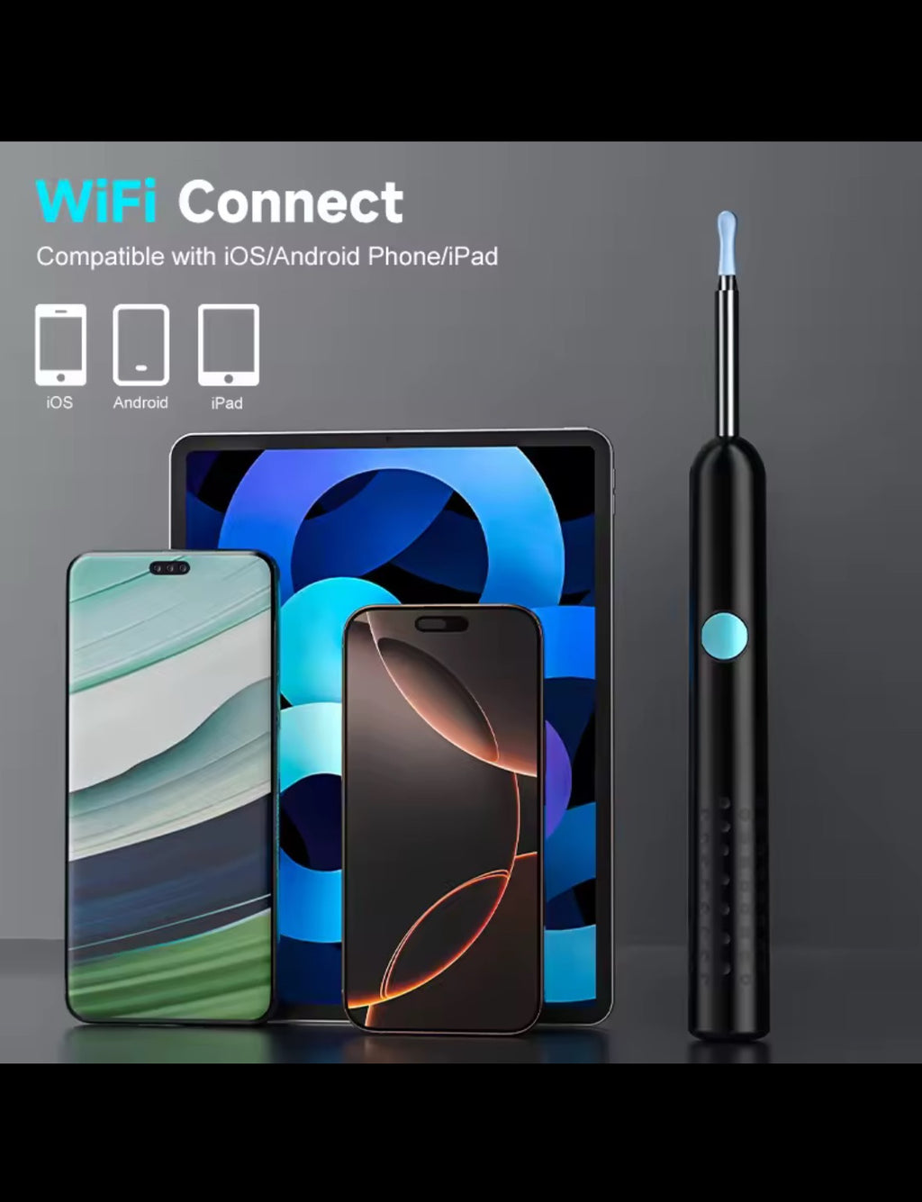 Kit complet nettoyeur d'oreilles avec caméra et accessoires de nettoyage