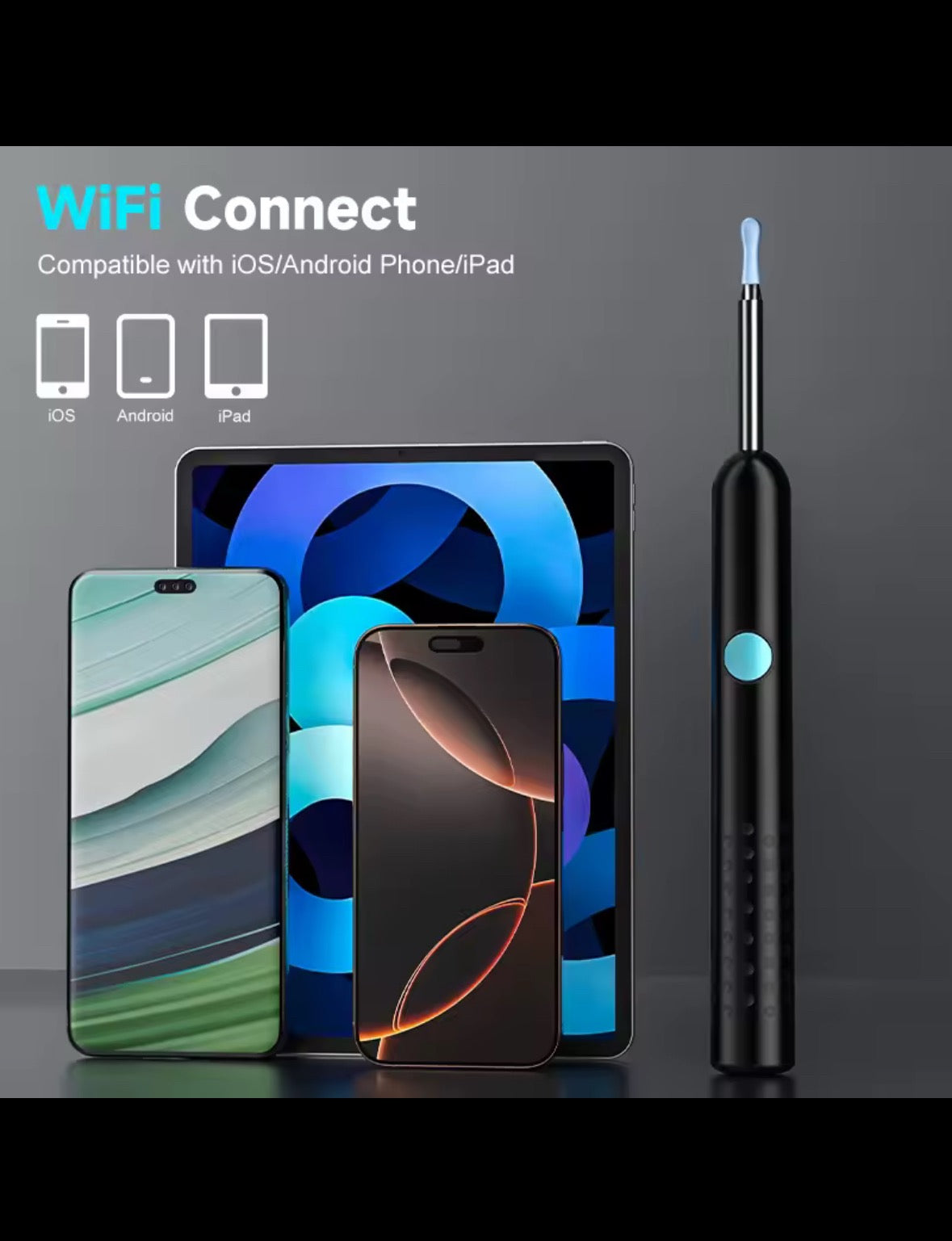 Kit complet nettoyeur d'oreilles avec caméra et accessoires de nettoyage